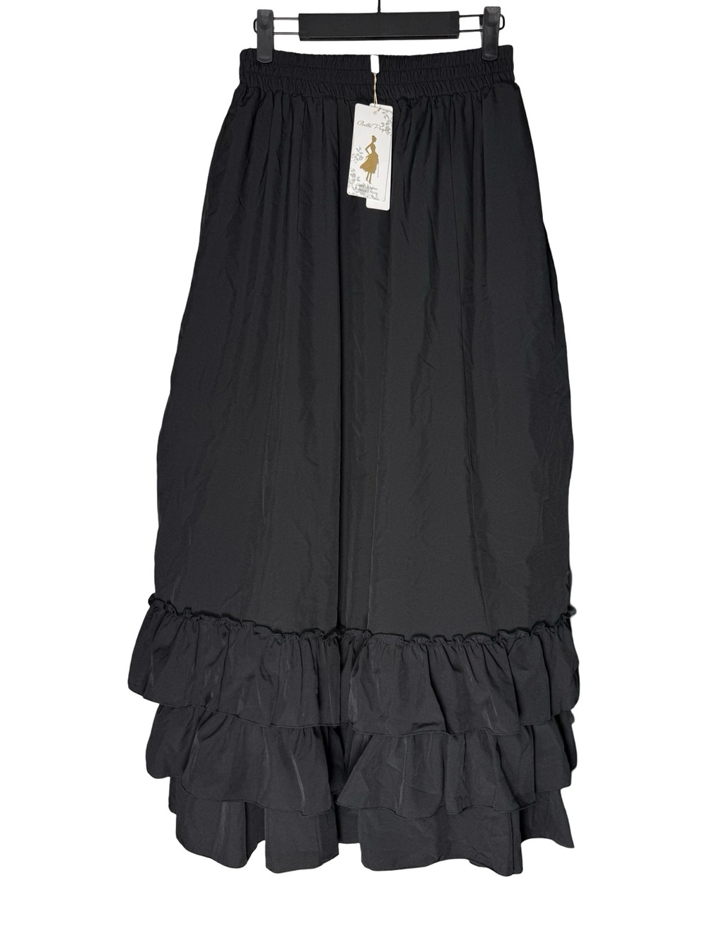Belle Poque Black Ruffle Midi Skirt Small Romantic Goth Victorian Steampunk NWT